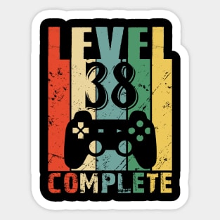 Vintage 38th Wedding Anniversary Level 38 Complete Funny Video Gamer Birthday Gift Ideas Sticker